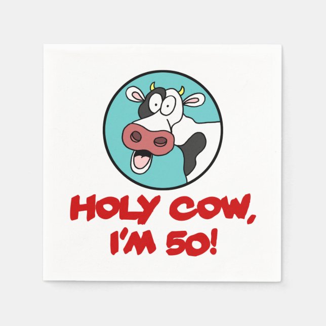 Heilige Kuh, ich bin 50 Funny Cartoon Cow Serviette (Vorderseite)
