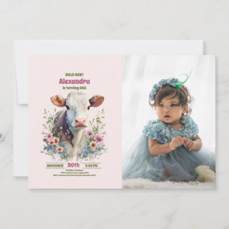 Heilige Kuh ich bin ein Kuh Mädchen 1. Geburtstag  Einladung