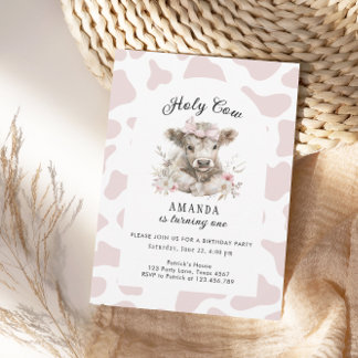 Heilige Kuh ich bin ein Kuh Mädchen 1. Geburtstag Einladung