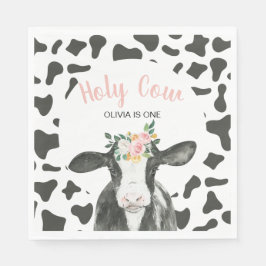 Heilige Kuh Ich bin ein rosafarbener Gingham-Blüte Serviette