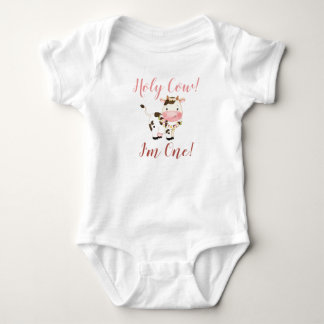 Heilige Kuh! Ich bin eins! 1. Geburtstagskleidung. Baby Strampler