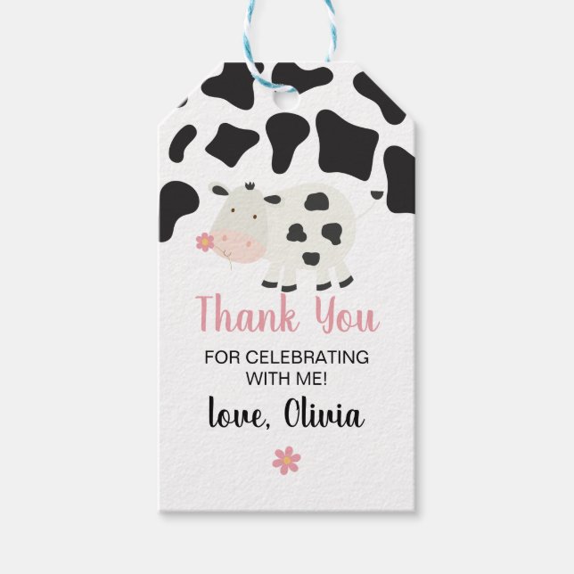 Heilige Kuh Ich bin One Pink Gingham Daisy Birthda Geschenkanhänger (Vorderseite)