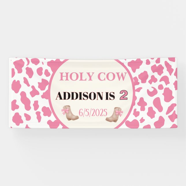 Heilige Kuh ich bin zwei Kuh Print Birthday Banner (Horizontal)
