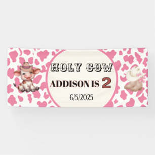 Heilige Kuh ich bin zwei Kuh Print Birthday Banner