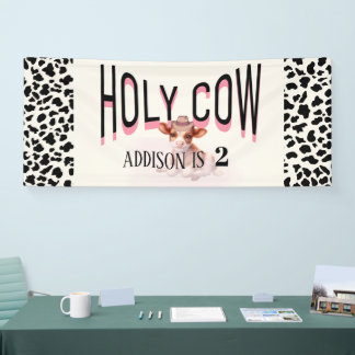 Heilige Kuh ich bin zwei Kuh Print Birthday Banner