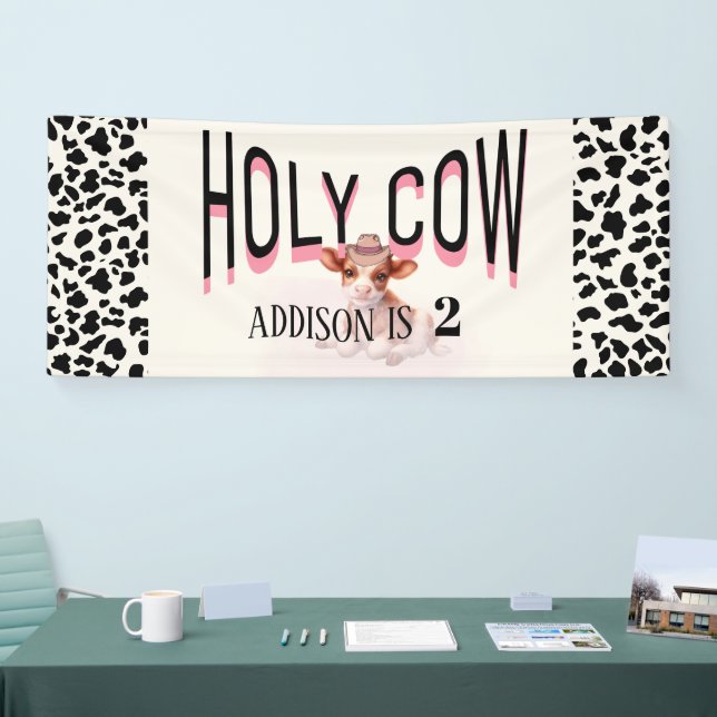 Heilige Kuh ich bin zwei Kuh Print Birthday Banner (Messe)