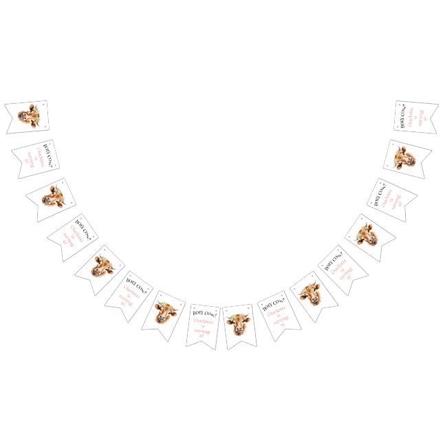 Heilige Kuh Jersey Kuh Floral Girl's Birthday Wimpelkette (Alle)