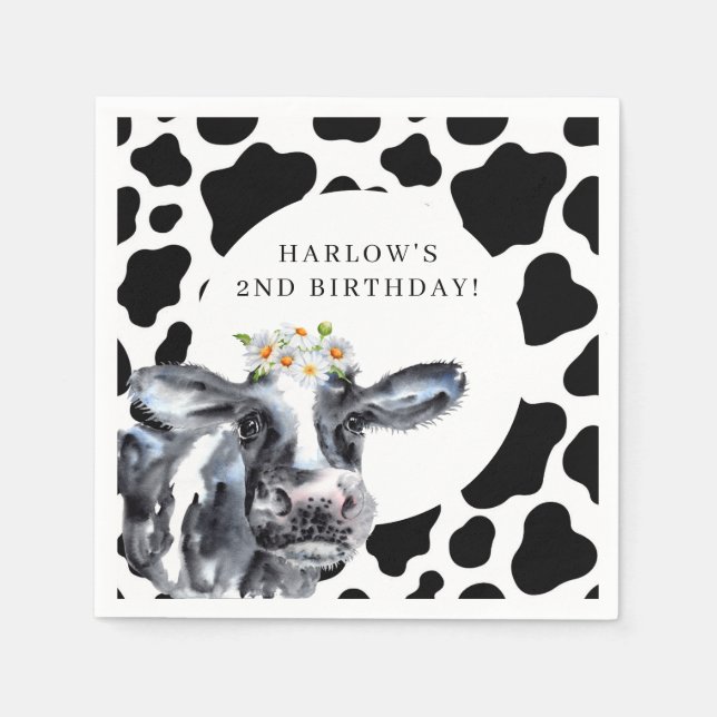 Heilige Kuh Land Farm Daisy Geburtstag Serviette (Vorderseite)