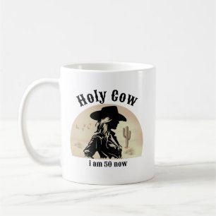 Heilige Kuh Lustige Vintage-Cowgirl 50. Geburtstag Kaffeetasse