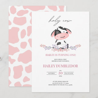 Heilige Kuh Mädchen Erstgeburt Rustikales rosa Mus Einladung