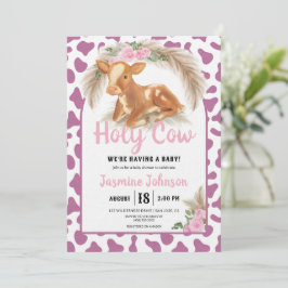 Heilige Kuh Magenta Wasserfarbe Flora Baby Girl Ca Einladung