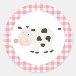Heilige Kuh Pink Daisy Kuh Print Birthday Classic  Runder Aufkleber