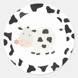 Heilige Kuh Pink Daisy Kuh Print Birthday Classic  Runder Aufkleber