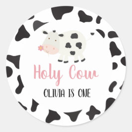 Heilige Kuh Pink Daisy Kuh Print Birthday Runder Aufkleber