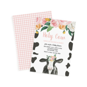 Heilige Kuh Rosa Blumen Baby Shower Einladung