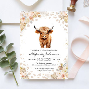 Heilige Kuh Rosa Florale Cowgirl-Baby-Party Einladung