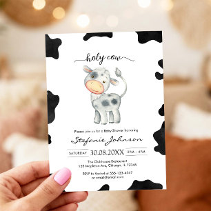 Heilige Kuh Rosa Florale Cowgirl-Baby-Party Einladung
