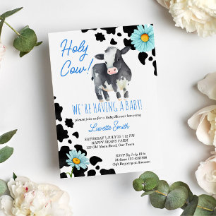 Heilige Kuh schwarz und blau süße Kuh Baby-Party Einladung