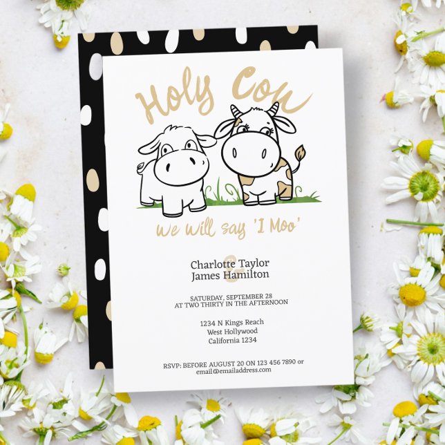 Heilige Kuh, wir werden sagen, ich bin Hochzeit Einladung (Holy Cow We Will Say I Moo Wedding Invitations from Ricaso A funny pun ideal for country folk couple)