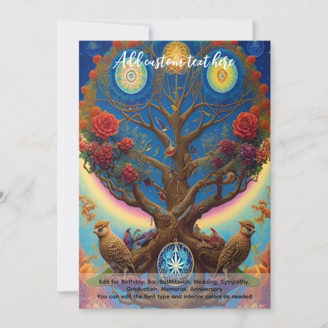 Heilige Kunst Mystischer Baum des Lebens spirituel Einladung (Vorderseite)