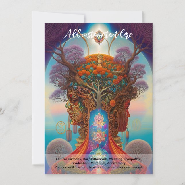 Heilige Kunst Mystischer Baum des Lebens spirituel Einladung (Vorderseite)
