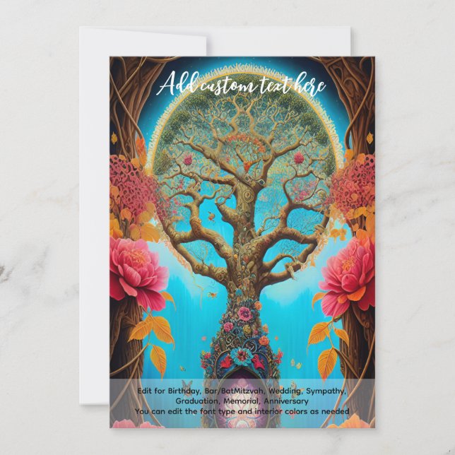 Heilige Kunst Mystischer Baum des Lebens spirituel Einladung (Vorderseite)