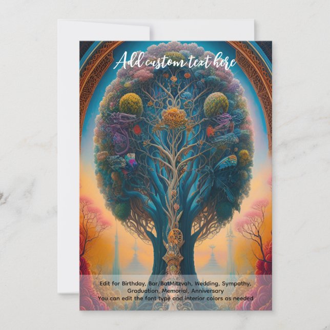 Heilige Kunst Mystischer Baum des Lebens spirituel Einladung (Vorderseite)