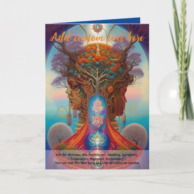 Heilige Kunst Mystischer Baum des Lebens spirituel Karte (Vorderseite)