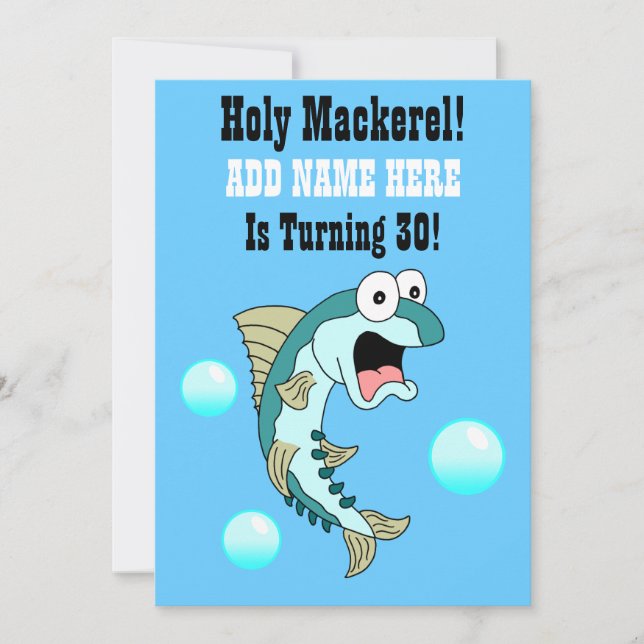 Heilige Makrele, jemand dreht 30 lustige Fische Einladung (Vorderseite)