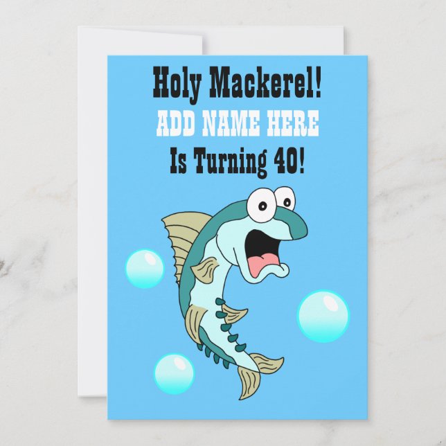 Heilige Makrele, jemand dreht 40 lustige Fische Einladung (Vorderseite)