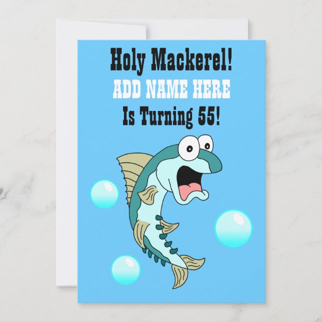 Heilige Makrele, jemand dreht 55 lustige Fische Einladung (Vorderseite)