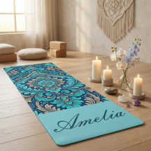 Heilige Mandala-Navy-Blau-Teal-Damaskus-Spirituali