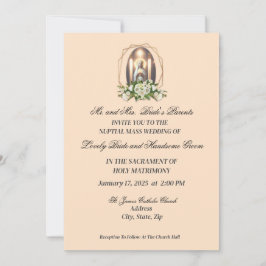 Heilige Maria in Weiß mit Weiß Rosen katholisch Einladung