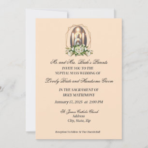Heilige Maria in Weiß mit Weiß Rosen katholisch Einladung