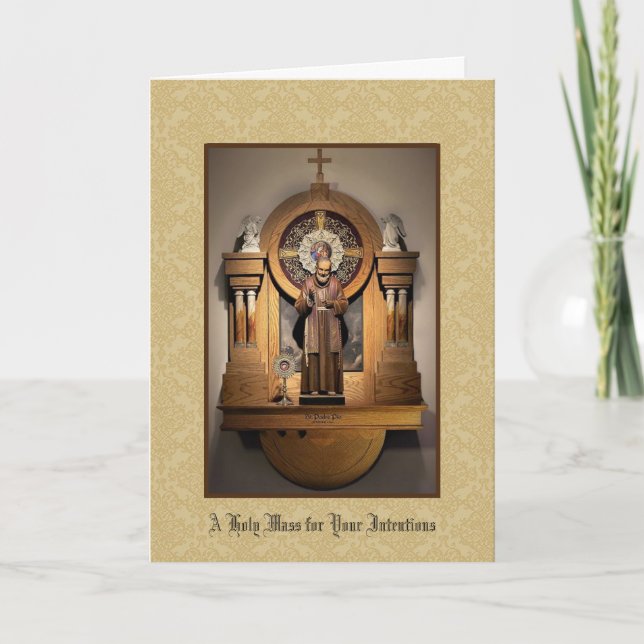 Heilige Messe mit dem St. Padre Pio Karte (Vorderseite)
