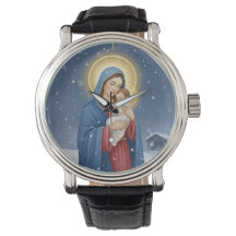 Heilige Mutter Maria und Baby Jesus Armbanduhr
