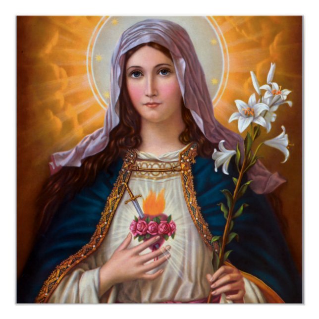 Heilige Mutter Mary Immakulieren Herz, katholische Poster (Vorderseite)