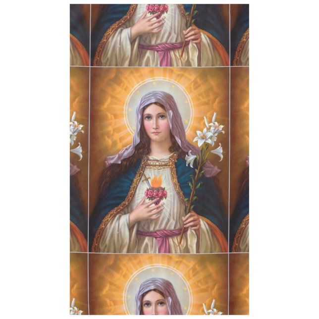 Heilige Mutter Mary Immakulieren Herz, katholische Tischdecke (Vorderseite)