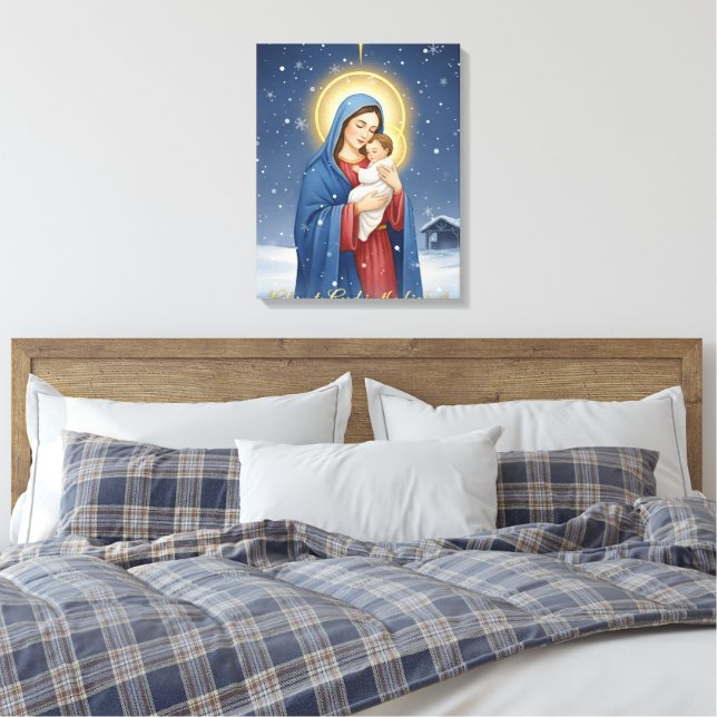 Heilige Mutter und Jesuskind auf Leinwand (Insitu (Schlafzimmer))