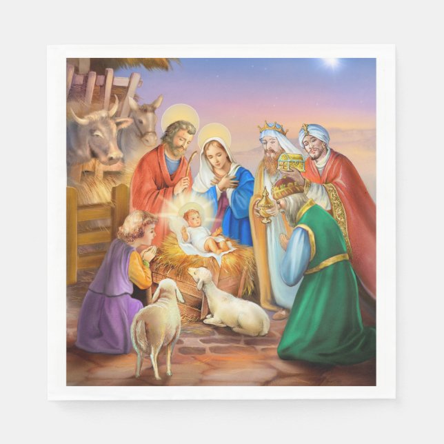 Heilige Nacht, heilige Familie Serviette (Vorderseite)