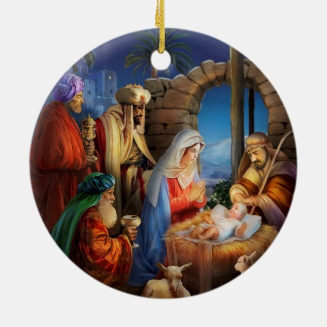 Heilige Nacht, Krippe Keramik Ornament (Hinten)