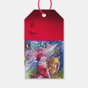 HEILIGE NACHT /SANTA KLAUS, der HARFE rotes Blau Geschenkanhänger