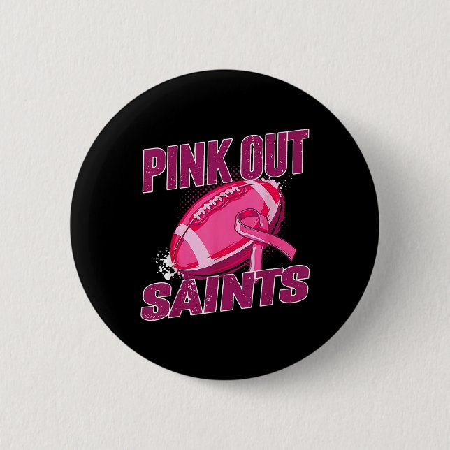 Heilige rosa Fußball bekämpfen Brustkrebs Button (Vorderseite)