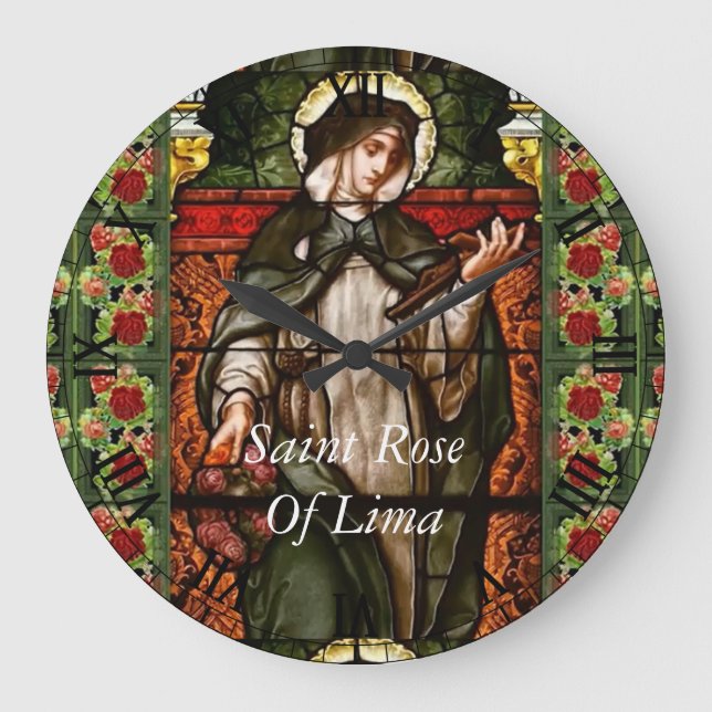 Heilige Rose der Lima Große Wanduhr (Vorderseite)