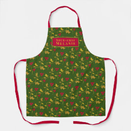 Heilige rote Beeren Weihnachtsblaugrüne Braun Schürze