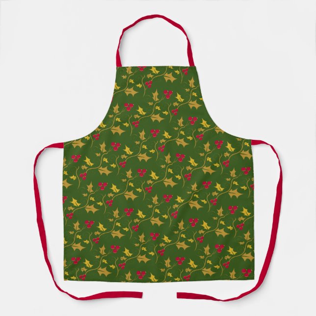 Heilige rote Beeren Weihnachtsgrün Schürze (Vorderseite)