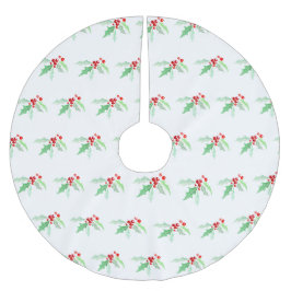 Heilige rote Beeren Weihnachtswasserfarbe grün rot Polyester Weihnachtsbaumdecke