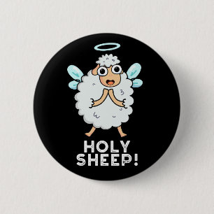 Heilige Schafe Funny Animal Pun Dark BG Button