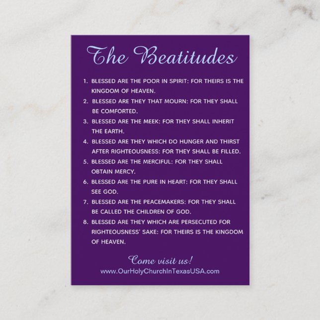 Heilige Schrift Matthew 5 Beatitudes geben Hand Visitenkarte (Vorderseite)