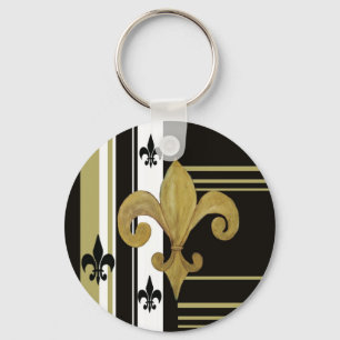Heilige Schwarz und Gold Fleur de lis Schlüsselanhänger